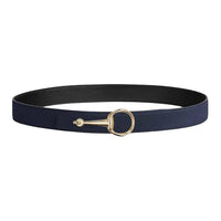 HERMES Brass Leather Belts Unisex Black/Blue Night Width: 3.2cm