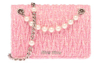 MIU MIU Matelassé Fabric Shoulder Bag Crossbody Bag Mini Women's Pink