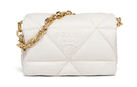PRADA Lambskin Bonded Leather Shoulder Bag Crossbody Bag Women's White