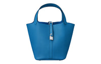 HERMES Picotin Lock Cow Leather Basket Bag Handbag Women's Mykonos Greek Blue