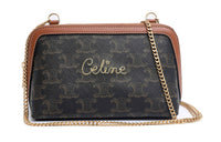 CELINE Sheepskin Shoulder Bag, Crossbody Bag Mini Women's Brown Monogram