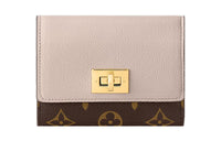 LOUIS VUITTON Canvas With Leather Wallet Regular Women's Beige/Brown