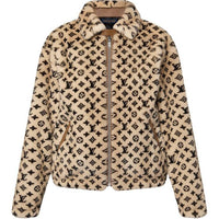 LOUIS VUITTON Monogram Mink Zip-Up Jacket