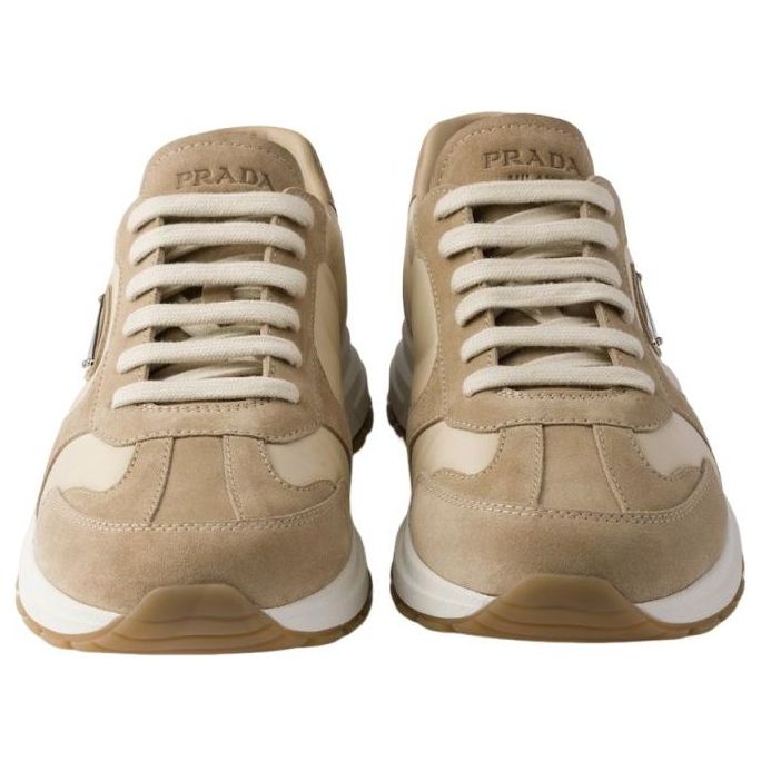 PRADA SS26 Prax Suede and Re-Nylon Sneakers 'Desert Ivory' 2EE455-LOW-F04CR