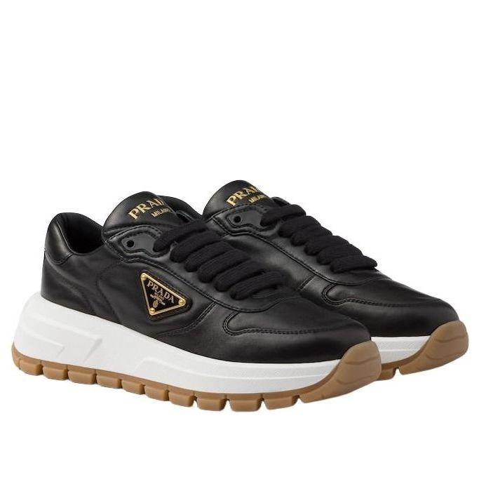 (WMNS) PRADA SS26 Prax 01 Leather Sneakers 'Black' 1E804M-038-F0632