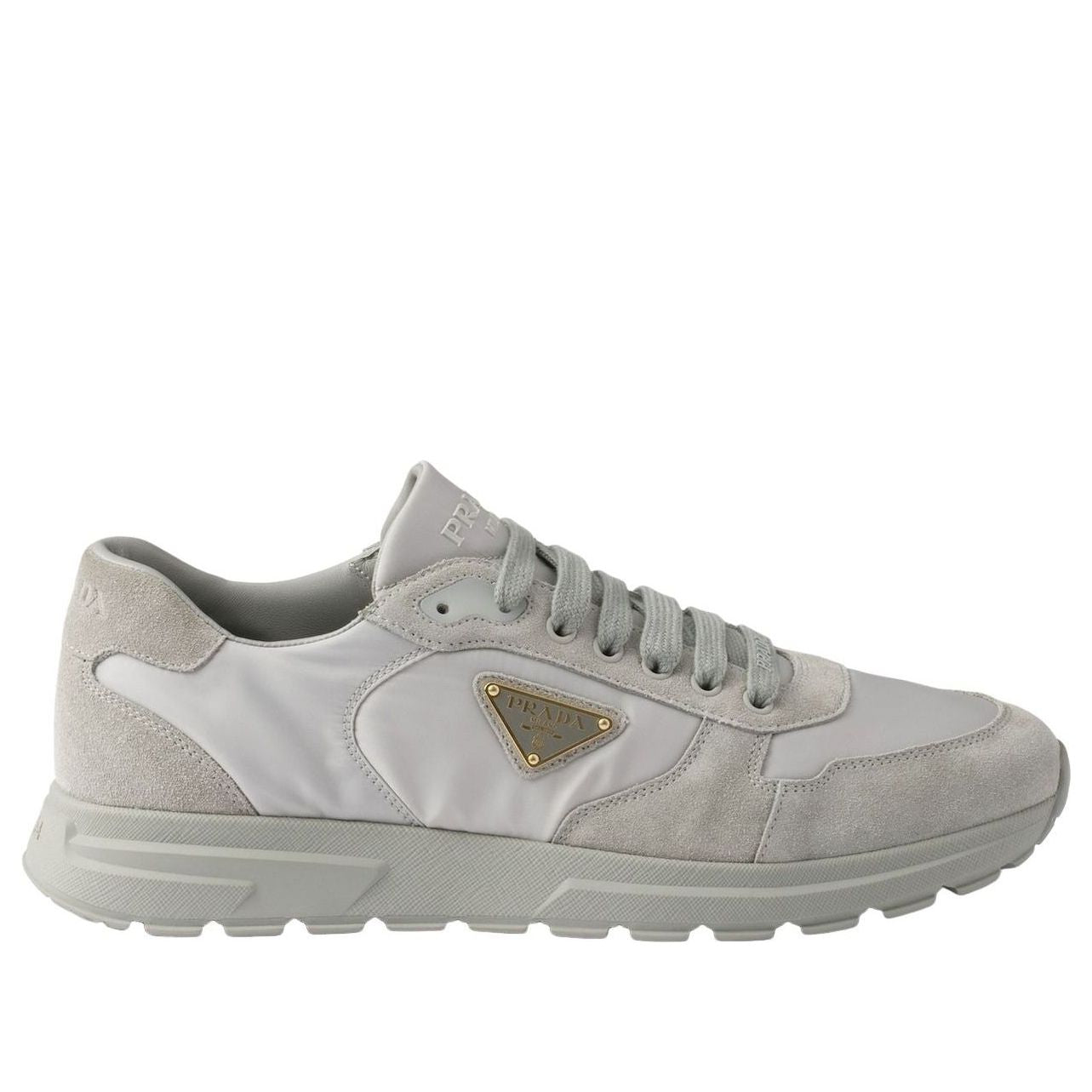 PRADA SS26 Prax 2.0 Re-Nylon and Suede Sneakers 'Cloudy Gray' 2EE436-D7C-F0424