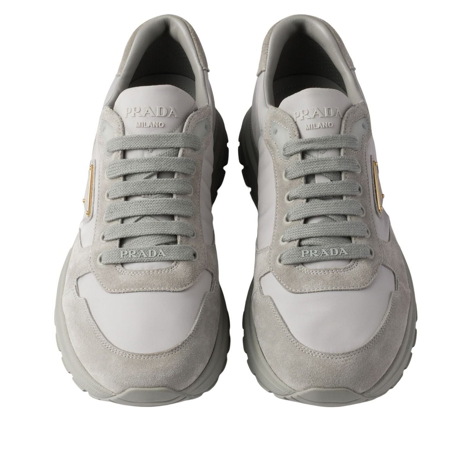 PRADA SS26 Prax 2.0 Re-Nylon and Suede Sneakers 'Cloudy Gray' 2EE436-D7C-F0424