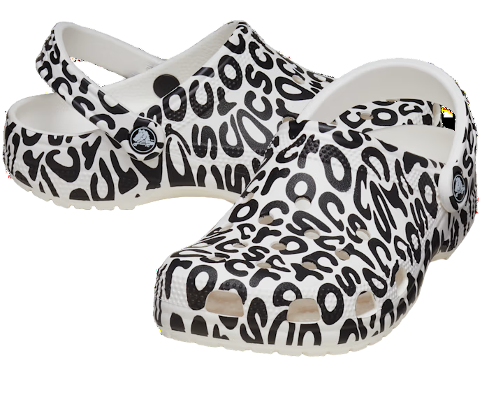 Crocs Classic Warped Logo Clogs 'White Black' 210805-100