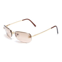 CHANEL Metal Irregular Shape Sunglasses Women's Gold