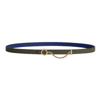 HERMES Gold Plated Leather Belts Women's Rose Azalea/Green Comic Width 1.3cm