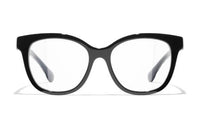 CHANEL Acetate Square Eyeglass Frames Women's Black