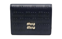 MIU MIU Calfskin Wallet Women's Navy Blue