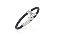 LOUIS VUITTON Leather Enamel Bracelets Unisex Silver