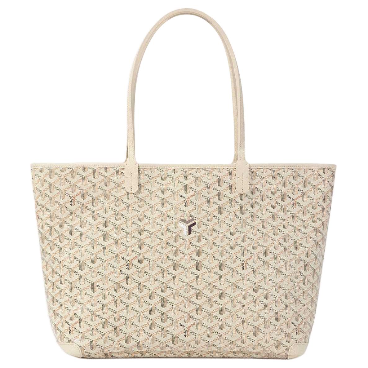 GOYARD Artois Canvas Calfskin Tote Bag Shopping Bag Shoulder Bag Handbag Medium Size Women's Sand Stone