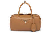 PRADA Cow Leather Handbag Women's Caramel Brown