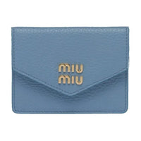 MIU MIU Leather Card Holder Women's Starry Realm Blue