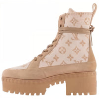 LOUIS VUITTON Laureate Ankle Boots Women's Beige