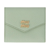 MIU MIU Soft Leather Wallet Small Size Unisex Blue Crystal