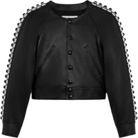CELINE Embroidered Blouson Jacket In Soft Lambskin