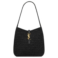 SAINT LAURENT Raffia Shoulder Bag Trumpets Women's Black