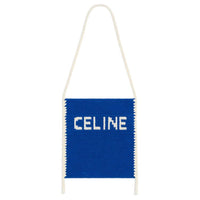 CELINE Cotton Handbag Shoulder Bag Men's Royal Blue With Light Brown Accents