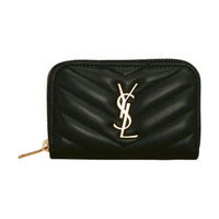SAINT LAURENT CASSANDRE Leather Wallet Women's Black