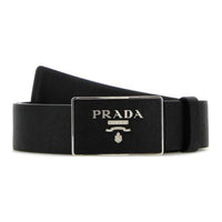PRADA Leather Leather Belts Men's Black Width: 3.5cm