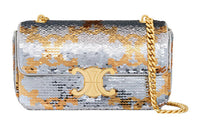 CELINE Triomphe Calfskin Crossbody Bag Shoulder Bag Women's Gold/Silver