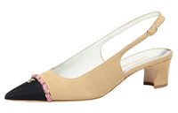 CHANEL Chunky Heel High Heels 4.5cm Women's Beige