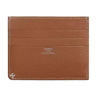 HERMES Evercolor Leather Card Holder Women's 28 Caramel Caramel