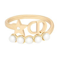 DIOR Faux Crystal Rings Women's Gold