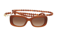 CHANEL Rectangular Sunglasses Women's Brown