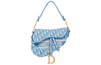 DIOR Saddle Canvas Canvas Bag Saddle Bag One Shoulder Handbag Women's Cornflower Blue & Carolina Blue
