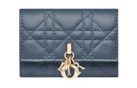 DIOR Sheepskin Wallet Extra Small Women's Midnight Blue