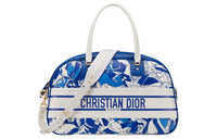 DIOR Smooth Calf Leather Shoulder Bag, Bowling Bag, Handbag Tubas Women's White/Blue