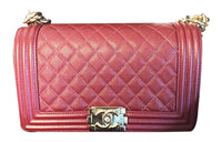 CHANEL Calfskin Diamond Pattern Shoulder Bag Crossbody Bag Women's Burgundy