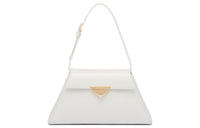 PRADA Brushed Leather Handbag Medium Size Women's White