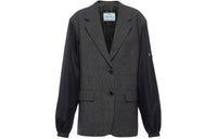 PRADA Single Breasted Wool And Re Nylon Jacket Business Suit Coat Women's Slate Gray