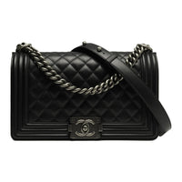 CHANEL Calfskin Shoulder Bag Medium Size Women's Black