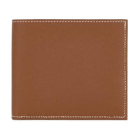 HERMES Epsom Leather Card Holder Wallet Unisex 37 Gold Gold Brown