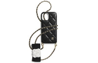 CHANEL Sheepskin Phone Case Cell Phone Pouch Women's Black