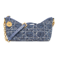 DIOR Cotton Handbag Shoulder Bag Women's Blue