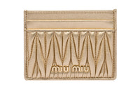 MIU MIU Panna Soft Leather Card Holder Women's White Gold
