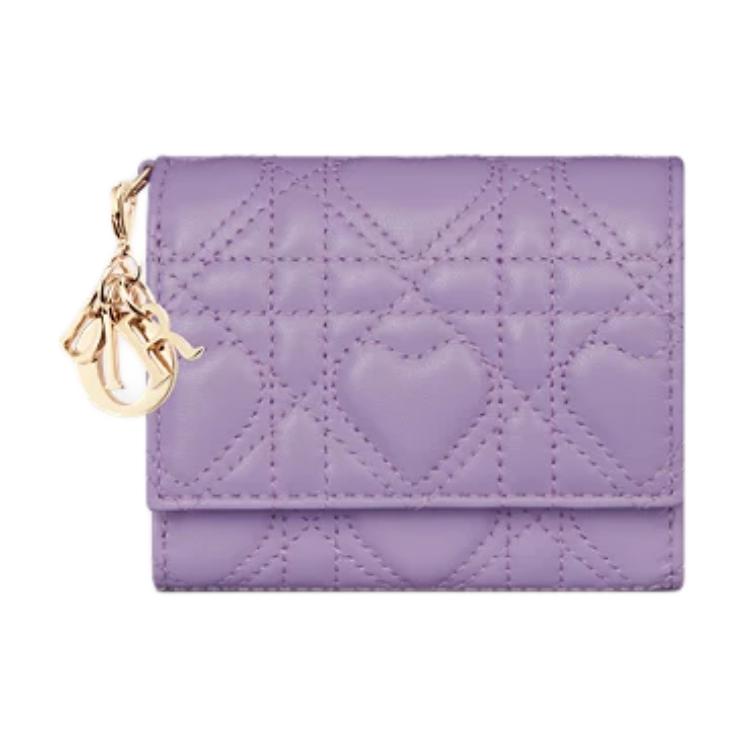 DIOR Lambskin Wallet Women's Purple