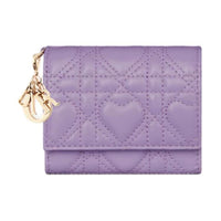 DIOR Lambskin Wallet Women's Purple