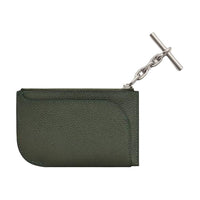 HERMES Evercolor Calfskin Card Holder Women's C6 Vert De Gris Gray Green