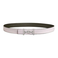 HERMES Calfskin Leather Belts Women's White/Green Width 2.4CM