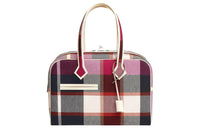 HERMES Canvas With Swift Calfskin Handbag Women's Marine Blue/Light Beige/Black/Raspberry/Cream White