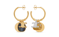 CELINE Brass, Rutile, Quartz, Hawkeye Earrings Women's Gold