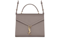 SAINT LAURENT CASSANDRA Grained Embossed Leather Crossbody Handbag Shoulder Bag Medium Size Women's Mist White